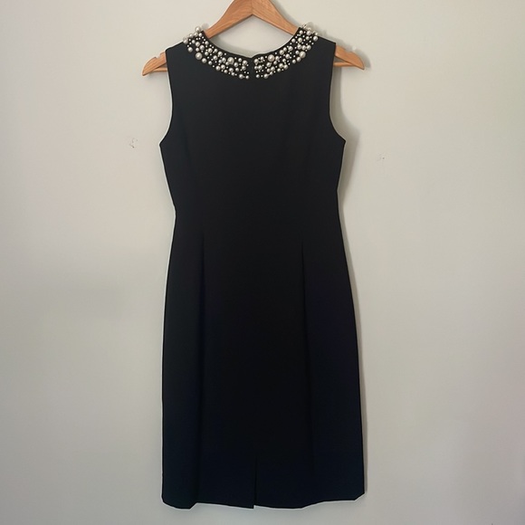 Ellen Tracy Black Dress Pearl Neckline Size 6 - Picture 3 of 6